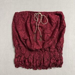 Vivace Red Lace Strapless Boho Festival Top Size Large